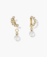Remy Gemstone Pearl Charm Hoops