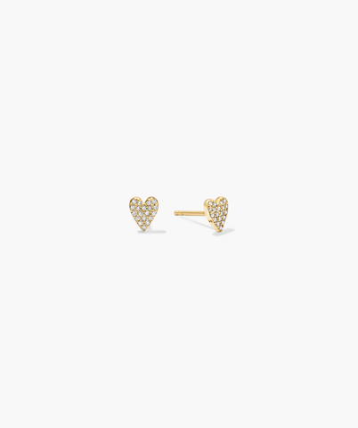 Mini Heart Pavé Diamond Stud Earrings