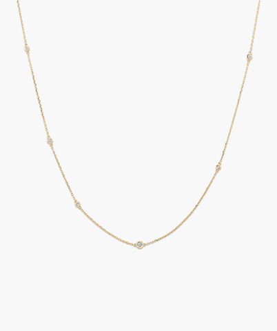 Multi Station Round Diamond Necklace