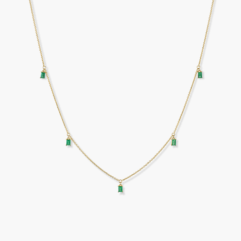 Baguette Gemstone Station Necklace