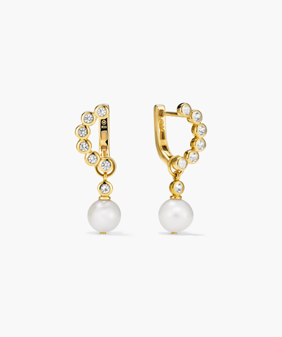 Remy Gemstone Pearl Charm Hoops
