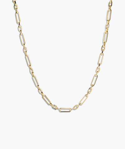 Triple Link Paperclip Chain Charm Necklace
