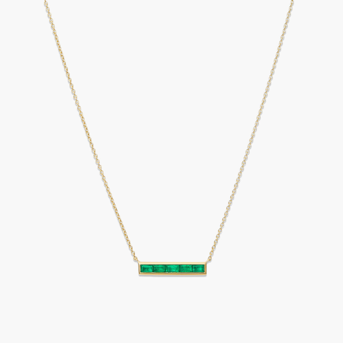 Baguette Emerald Bar Necklace