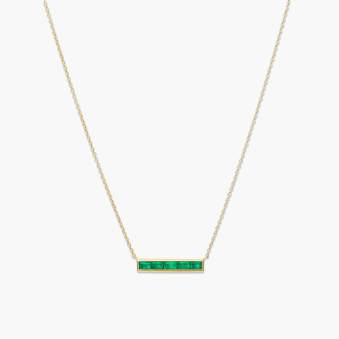 Baguette Emerald Bar Necklace