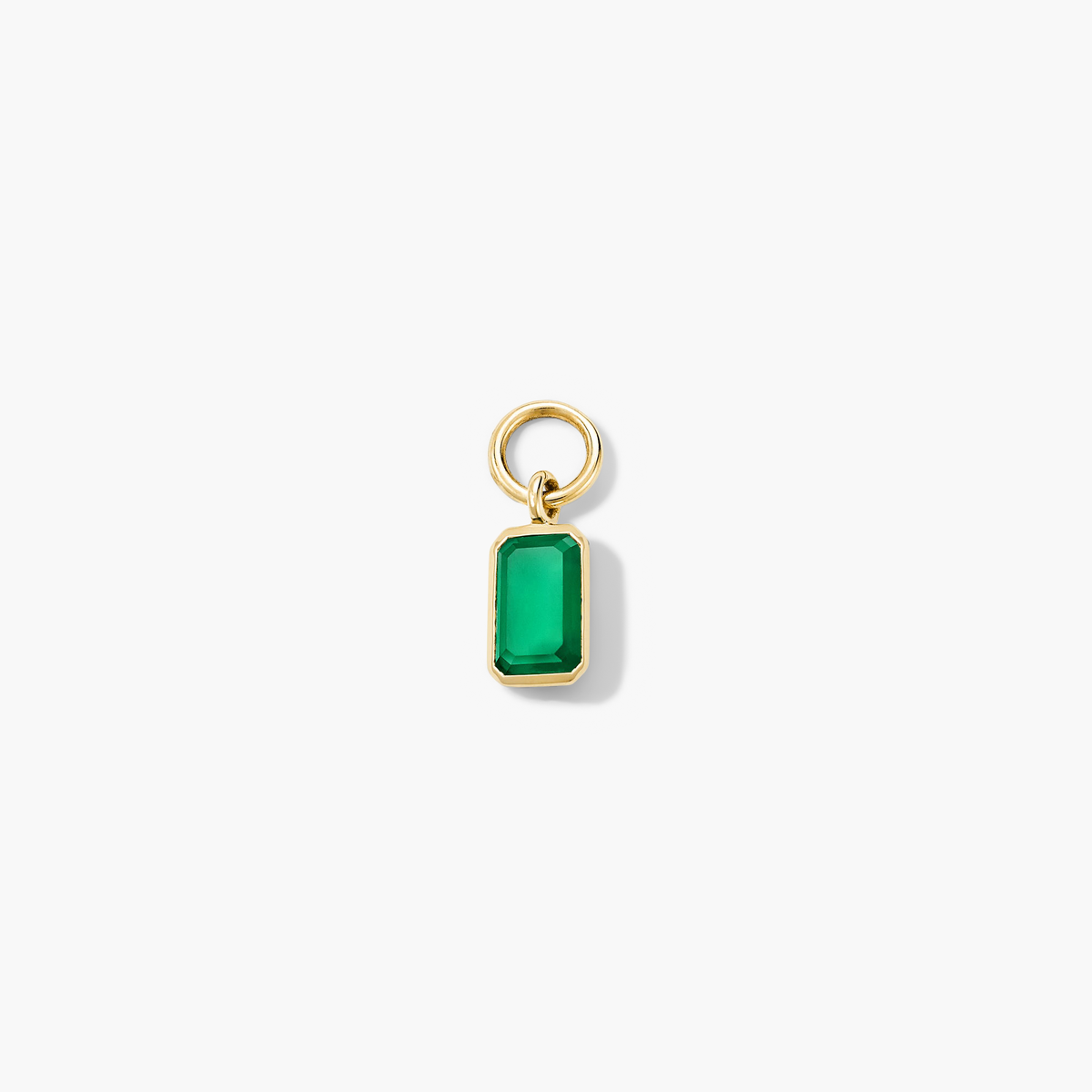 Single Emerald Cut Gemstone Hoop Charm