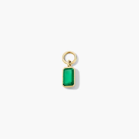 Single Emerald Cut Gemstone Hoop Charm