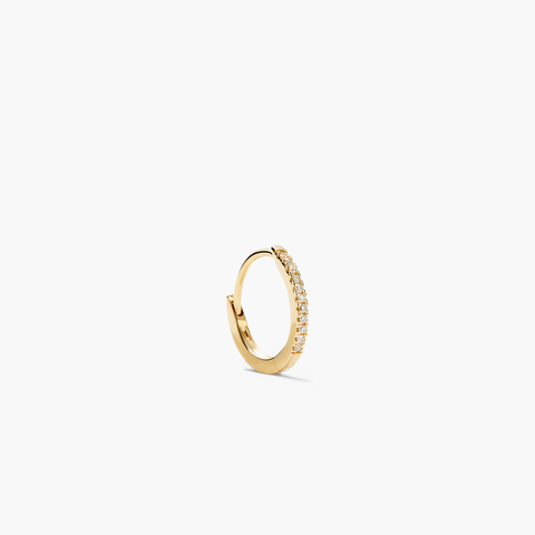Single Pavé Diamond Huggie Hoop