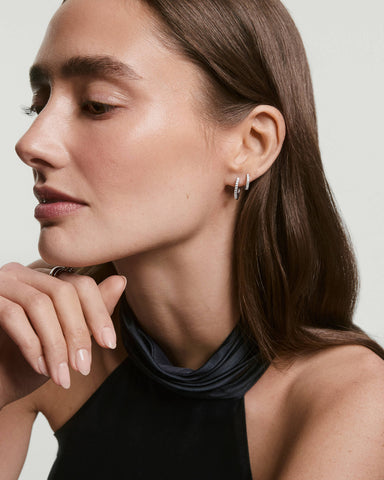 Pavé Lab Grown Sapphire Small Hoops