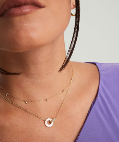 Linked Pavé Diamond Pearl Necklace