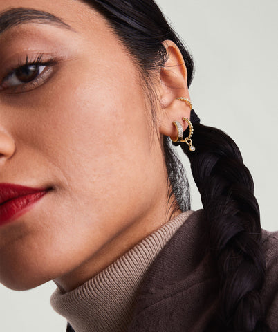 Bold Pavé Diamond Huggie Hoops