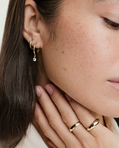 Round Lab Grown Sapphire Hoops