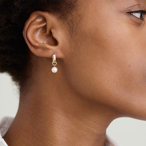 Single Pearl Hoop Charm