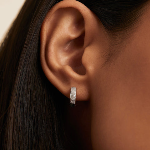 Bold Pavé Diamond Huggie Hoops