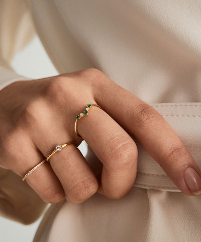 Emerald and Diamond Wishbone Ring