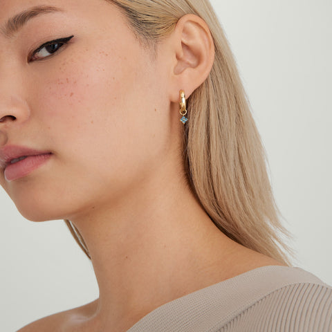Single Gemstone Cluster Hoop Charm
