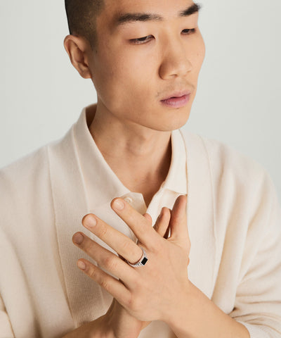 Black Onyx Square Signet Ring