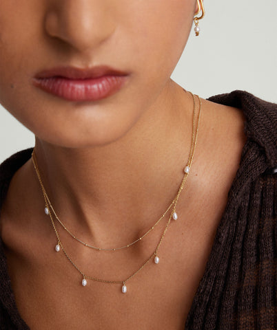 Tiny Pearl Station Necklace