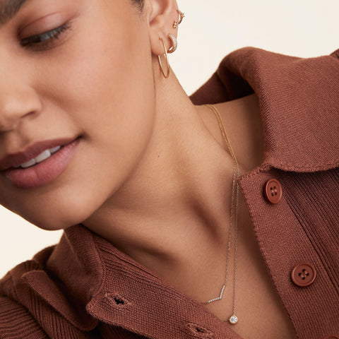 Pavé Diamond Wishbone Necklace