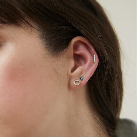 Pavé Diamonds Long Bar Studs