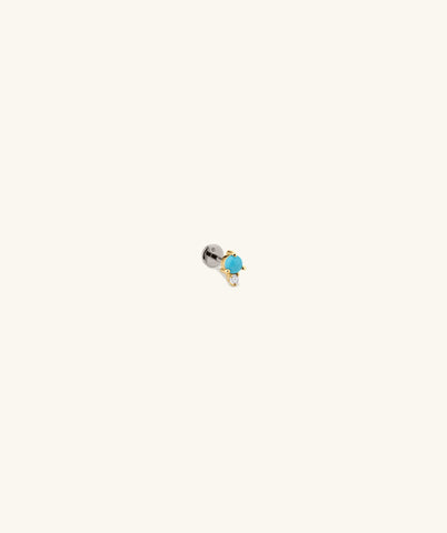 Piercing Studio - Single Turquoise Diamond Droplet Flat Back Stud