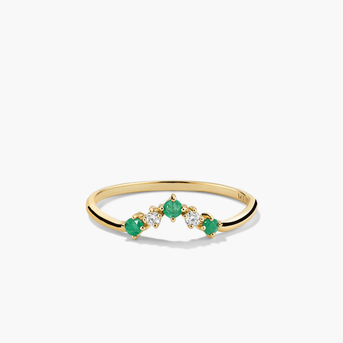 Emerald and Diamond Wishbone Ring