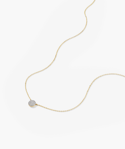 Large Pavé Diamond Round Necklace