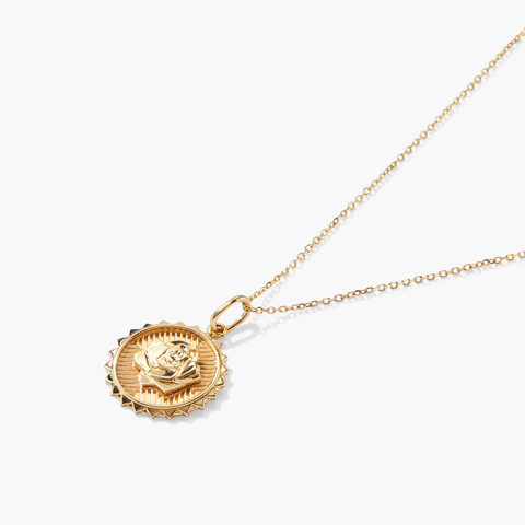 Strength: Rose Coin Charm Pendant