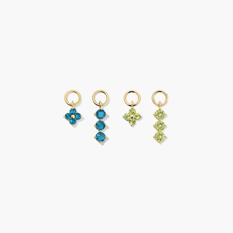 Single Gemstone Cluster Hoop Charm