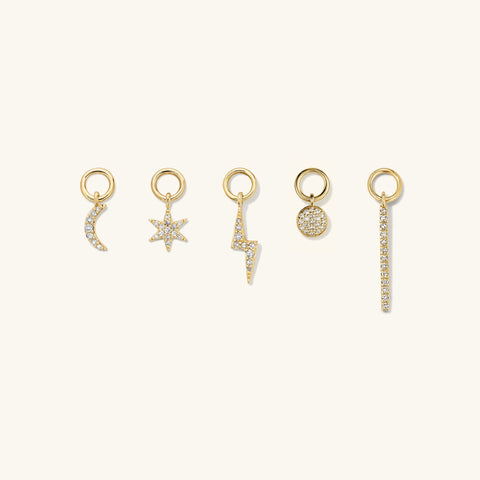 Single Pavé Diamond Star Hoop Charm