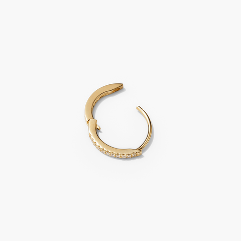 Single Pavé Diamond Huggie Hoop