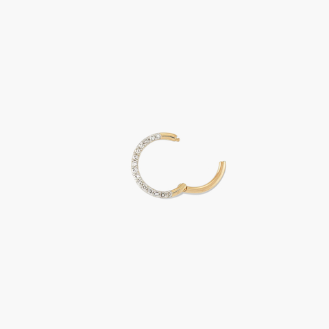 Single Cartilage Pavé Diamond Mini Hoop
